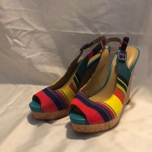 Nine West multi color wedges
